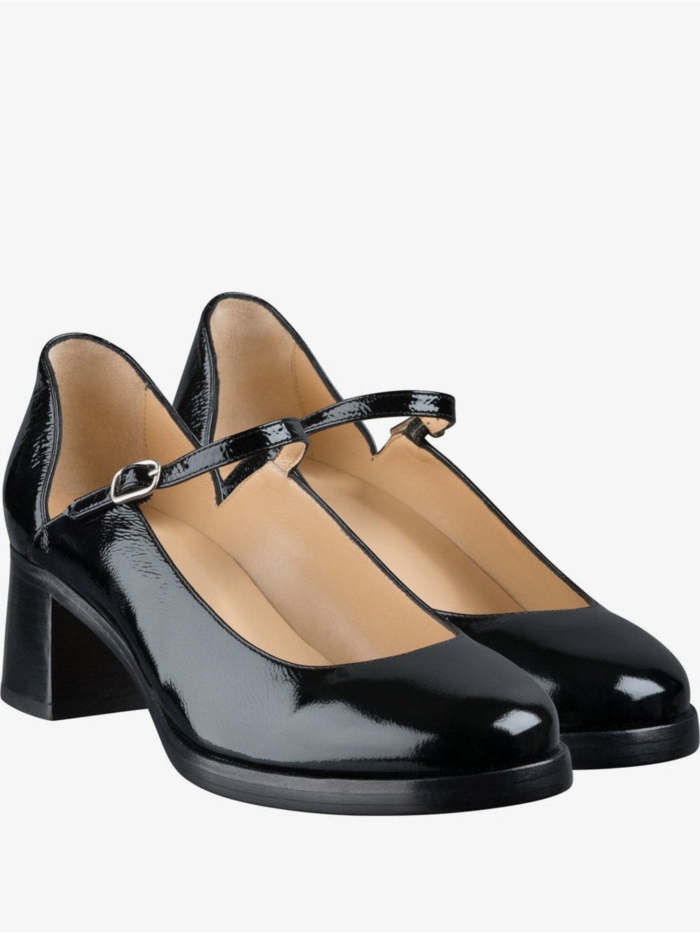 A.P.C. Black Patent Mary Jane Block Heel Pumps